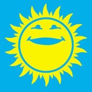 smiling sun on the blue background