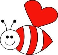 drawing of a bee with red wings
