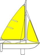 drawing of a sailing boat with yellow sails