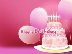 Happy Birthday card with pink cake