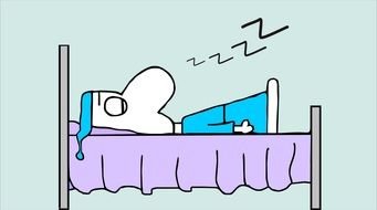 cartoon character is sleeping on bed