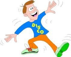 disco, cartoon dancing young man