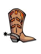 Cartoon Cowboy Boot with spur, drawing