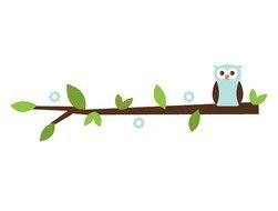 Owl On Tree Branch Clip Art N17