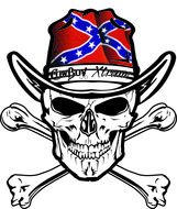 black and white skull with bones in a hat as clipart