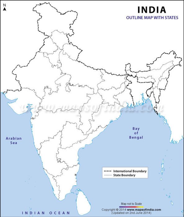 India Map Outline Printable N2