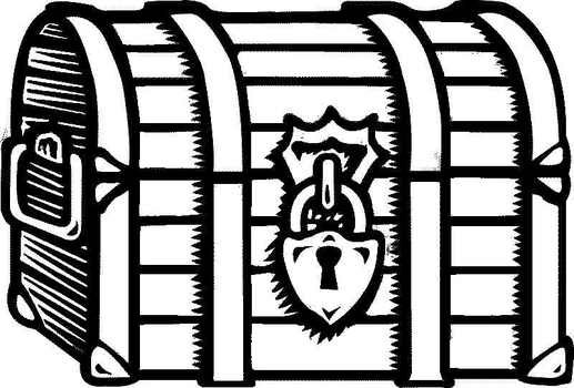 black and white picture of a treasure chest