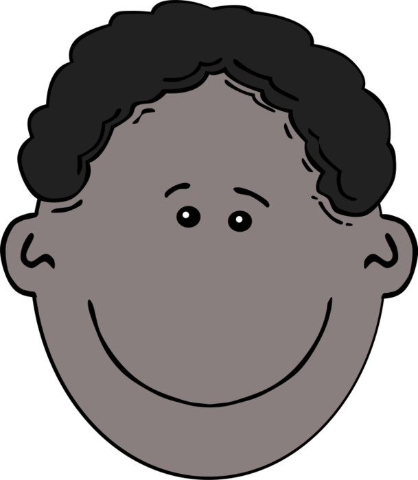 Cartoon grey Boyâs Face