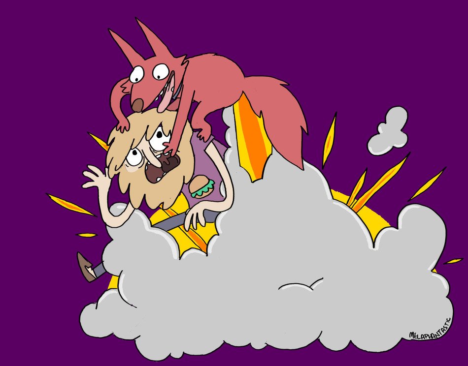 Cartoon Hangover Rocket Dog drawing