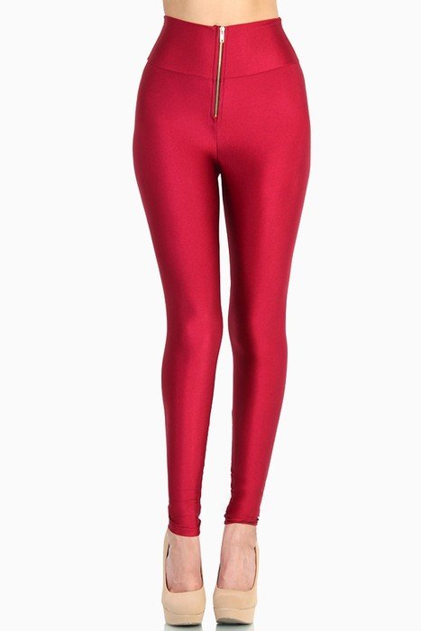 Red Hight Waist Leggings on the woman