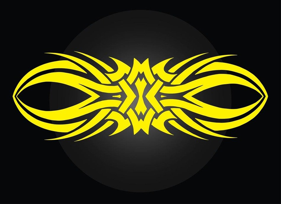 yellow tattoo on a black background
