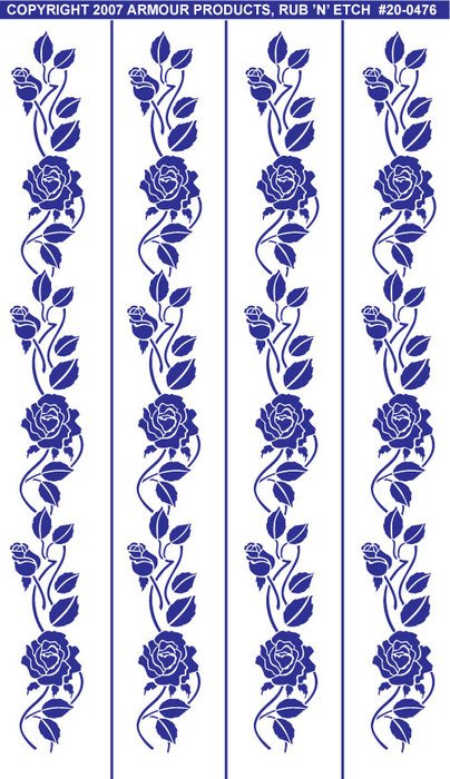 blue Rose Glass Etching drawing