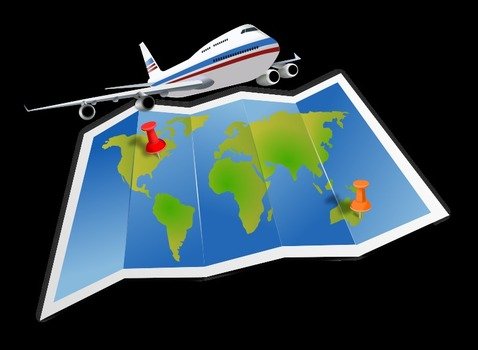 picture of an airplane above the map