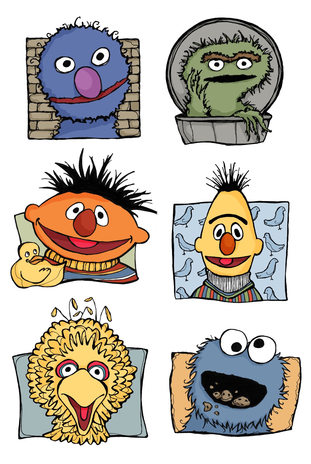 painted portraits of the characters of sesame street free image download
