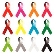 drawn multi-colored ribbons in the fight against cancer