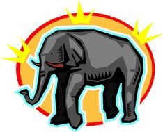 Clip Art, cartoon grey Elefant at orange background