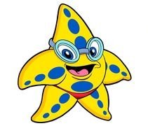 cartoon starfish with swimming goggles