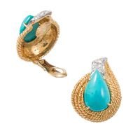 gold earrings with blue stones