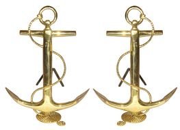 two golden anchors with rope
