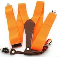 Men Adult Orange Suspenders with Wide Straps