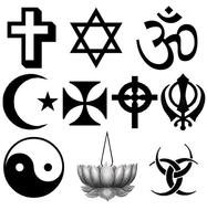 religious symbols on a white background