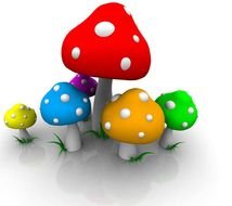 multi-colored fly agarics as a picture for clipart