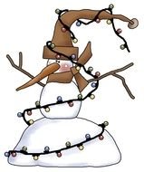 snowman with christmas lights