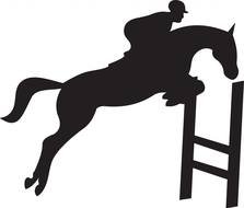 jockey, Girl on Jumping Horse, Silhouette