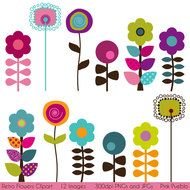 Retro Flower Clip Art N8