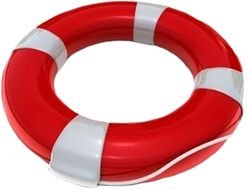 red and white lifebuoy