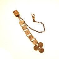 golden Watch chain with Antique Coins