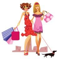shopping cartoon woman