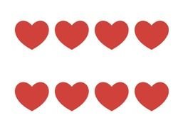 eight Small Red Hearts in two rows