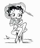 Black and white drawing of Betty Boop clipart