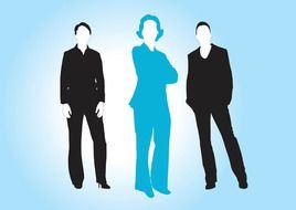 three silhouettes of modern business people