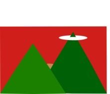 Beautiful red landscape with the green mountain in white clouds clipart