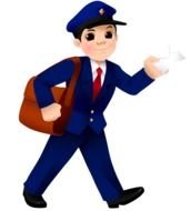 Colorful cartoon postman clipart