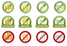 Ä°llustration of Gluten Free icons
