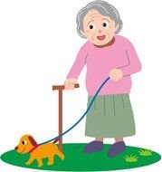 old lady with a dog as a graphic illustration