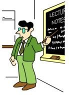 painted teacher by the blackboard