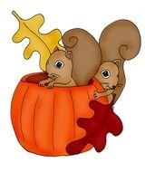 drawn two squirrels in a pumpkin