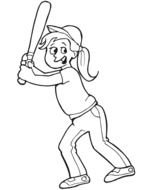 clipart of painted girl with a baseball bat