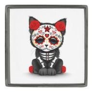 Cute Red Day Of The Dead Kitten Cat White Pin