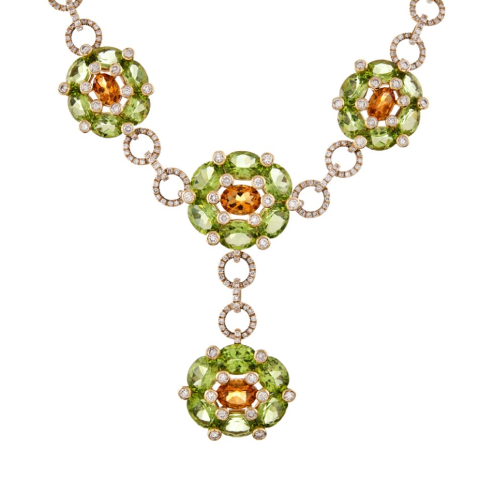 Peridot Citrine amp Diamond Cluster Style Suite