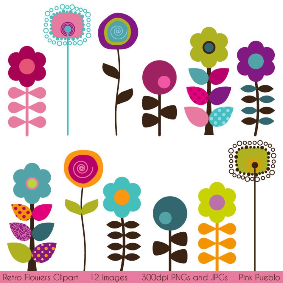 Retro Flower Clip Art N8