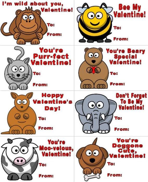 Download PDF Animal Valentines JPG Animals