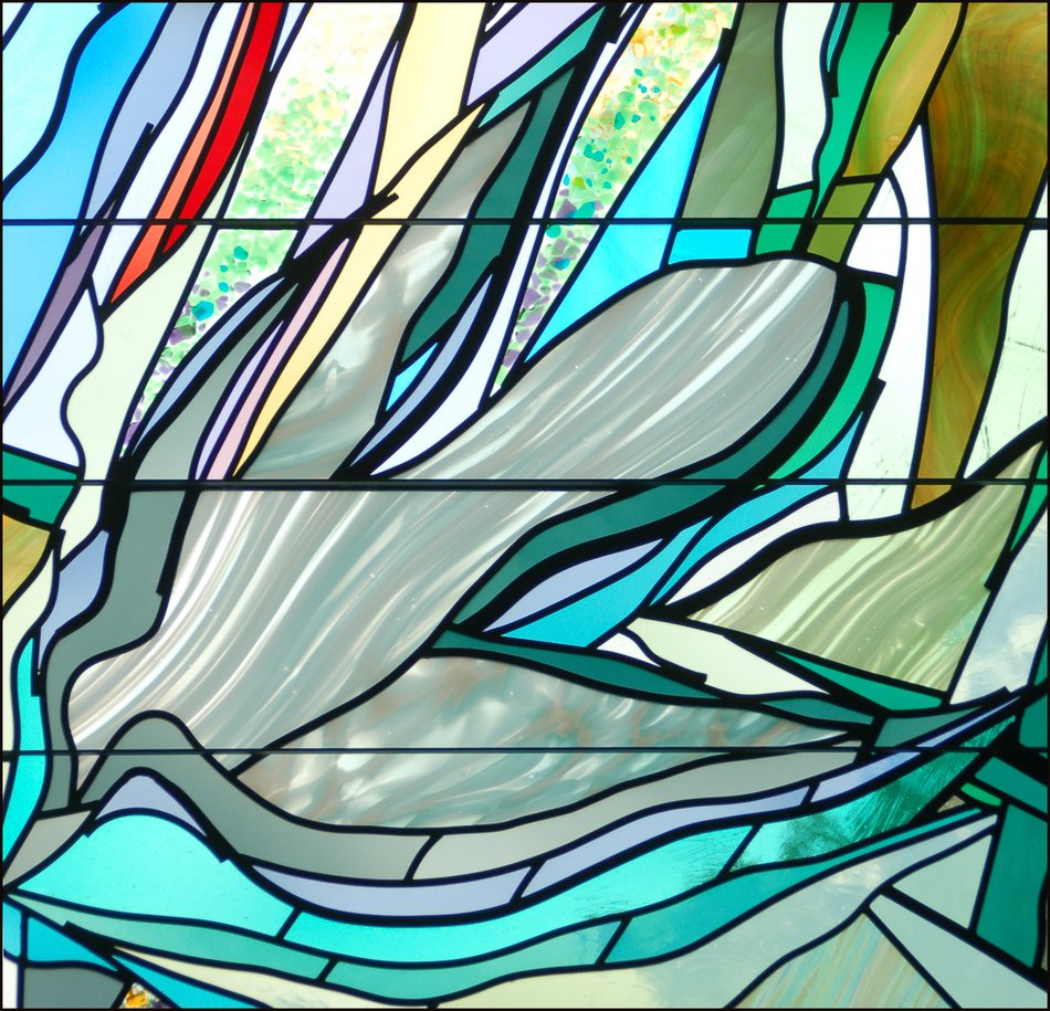 image of plants on a stained glass window
