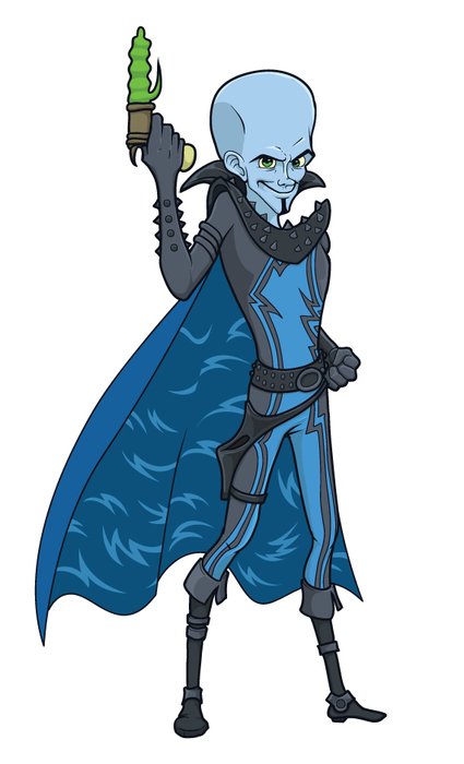 Megamind drawn on a white background