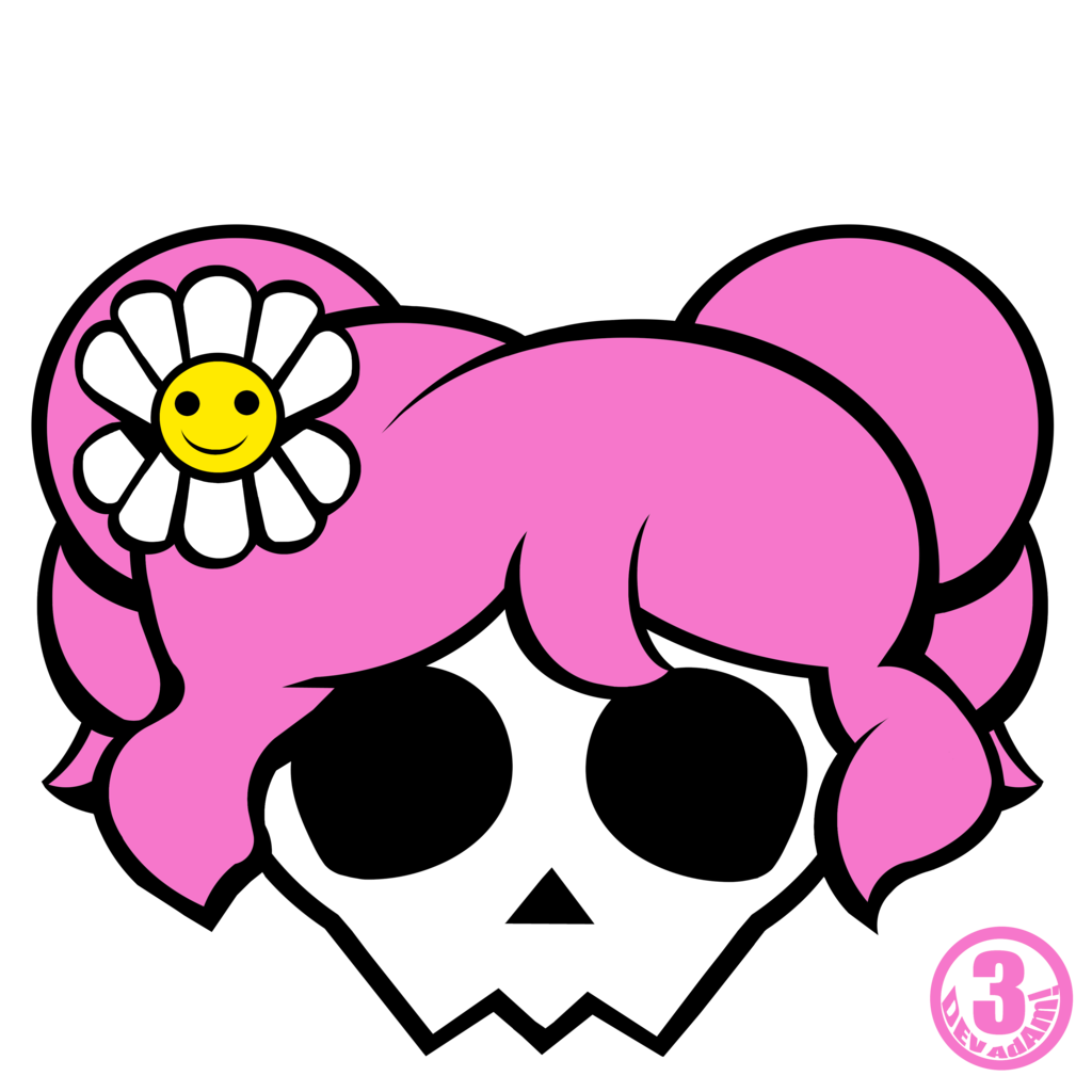 Drawing of the Cute Girly Skull free image download