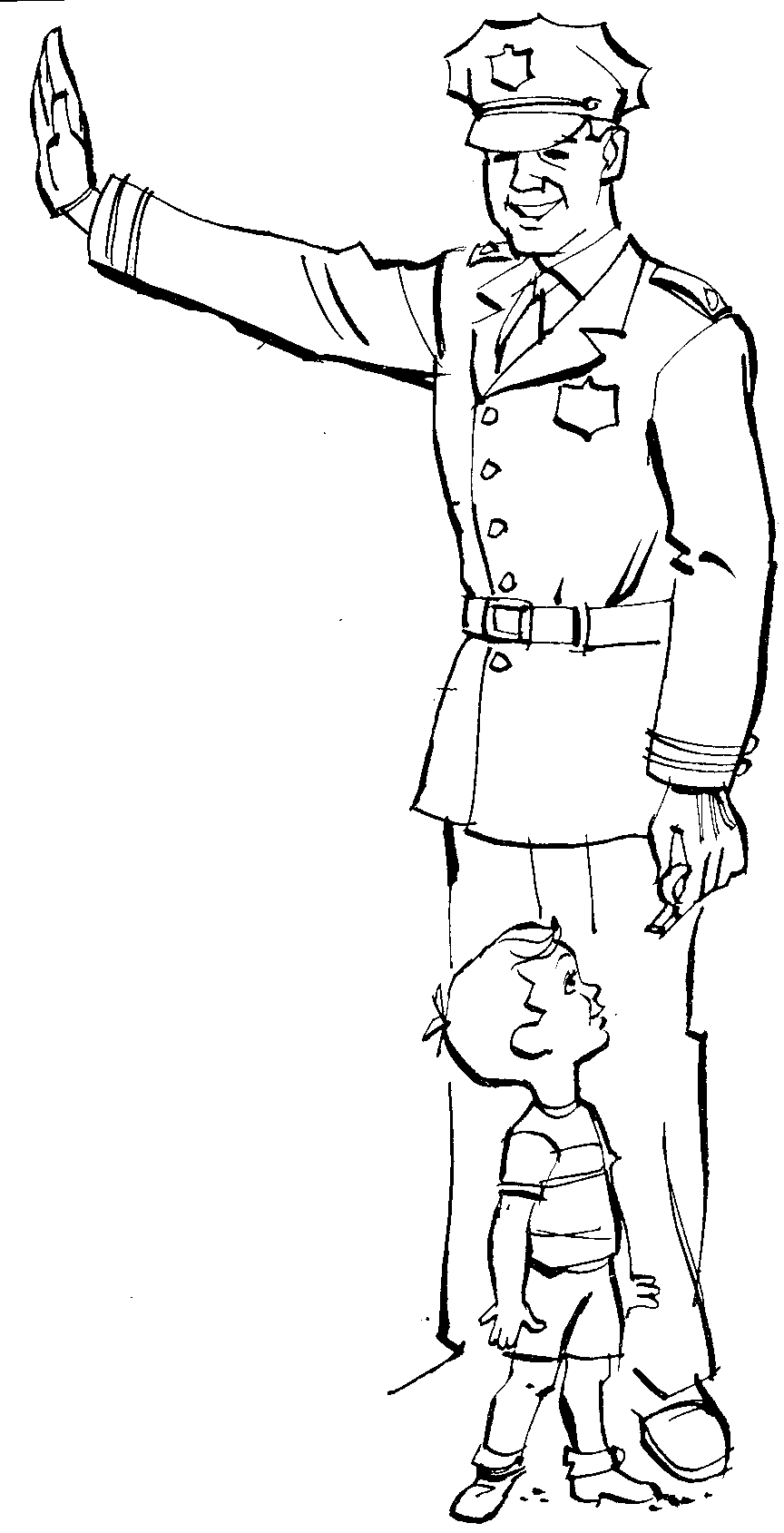 Policeman and boy Drawing free image download
